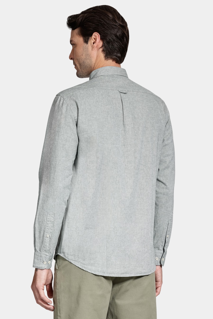 Camisa Manga Longa Slim Oxford Verde Folha — foto 4 de 6