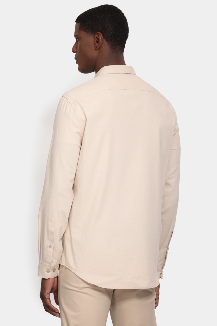 Camisa Manga Longa Slim Oxfordine Areia — foto 4 de 6