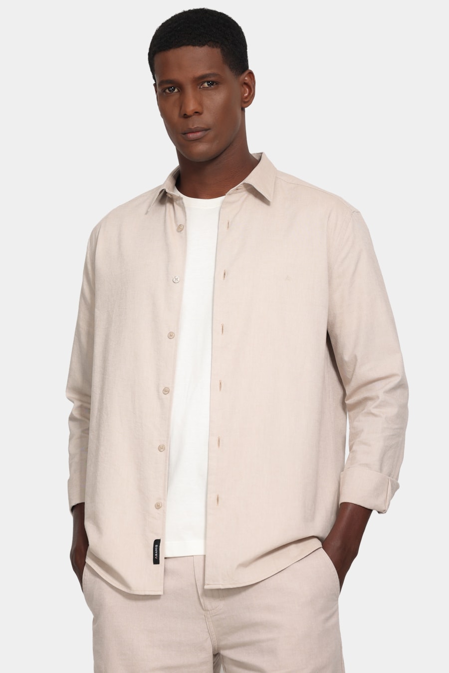 Camisa Manga Longa Slim Oxfordine Castor — foto 1 de 6