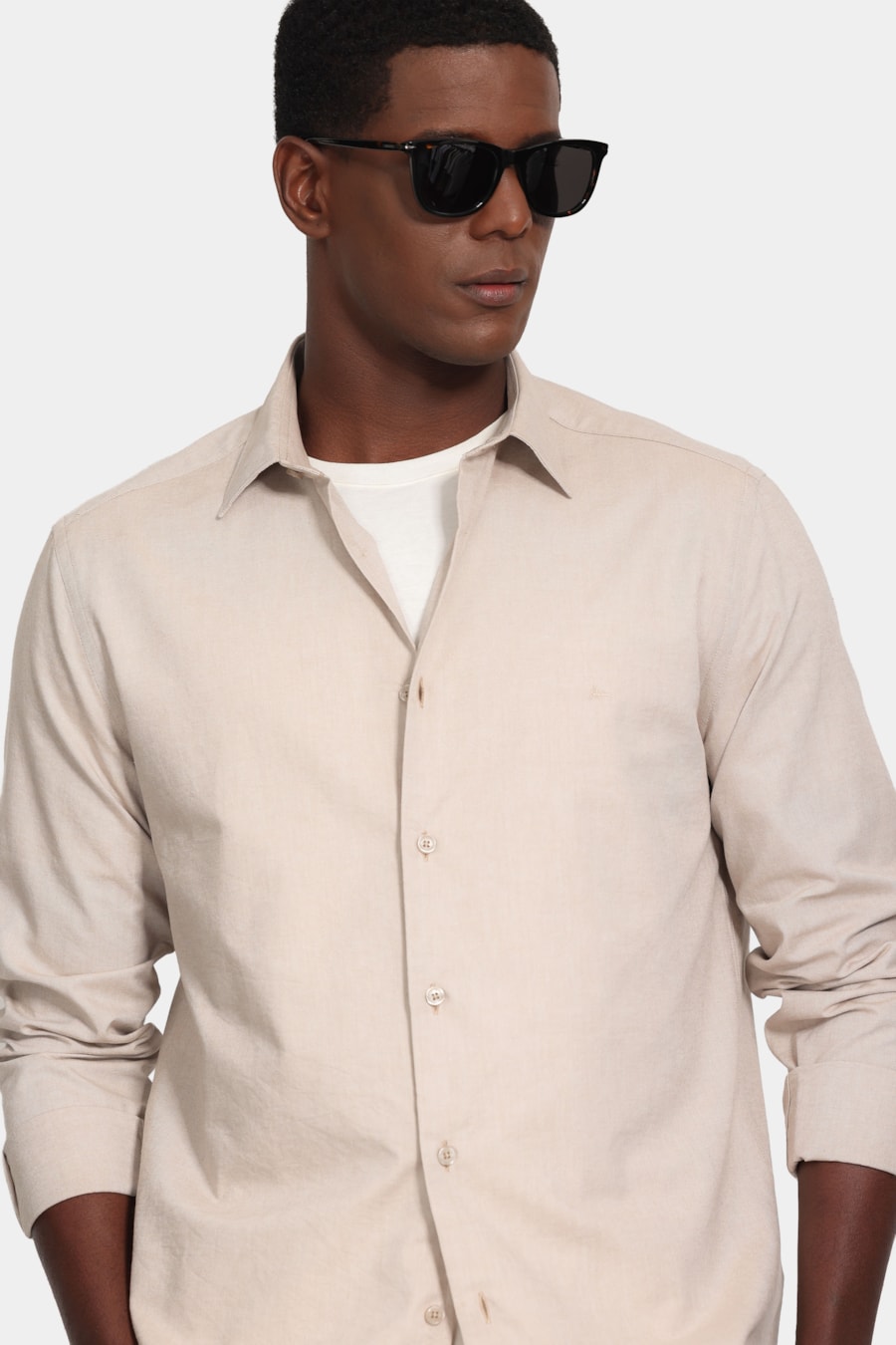 Camisa Manga Longa Slim Oxfordine Castor — foto 3 de 6