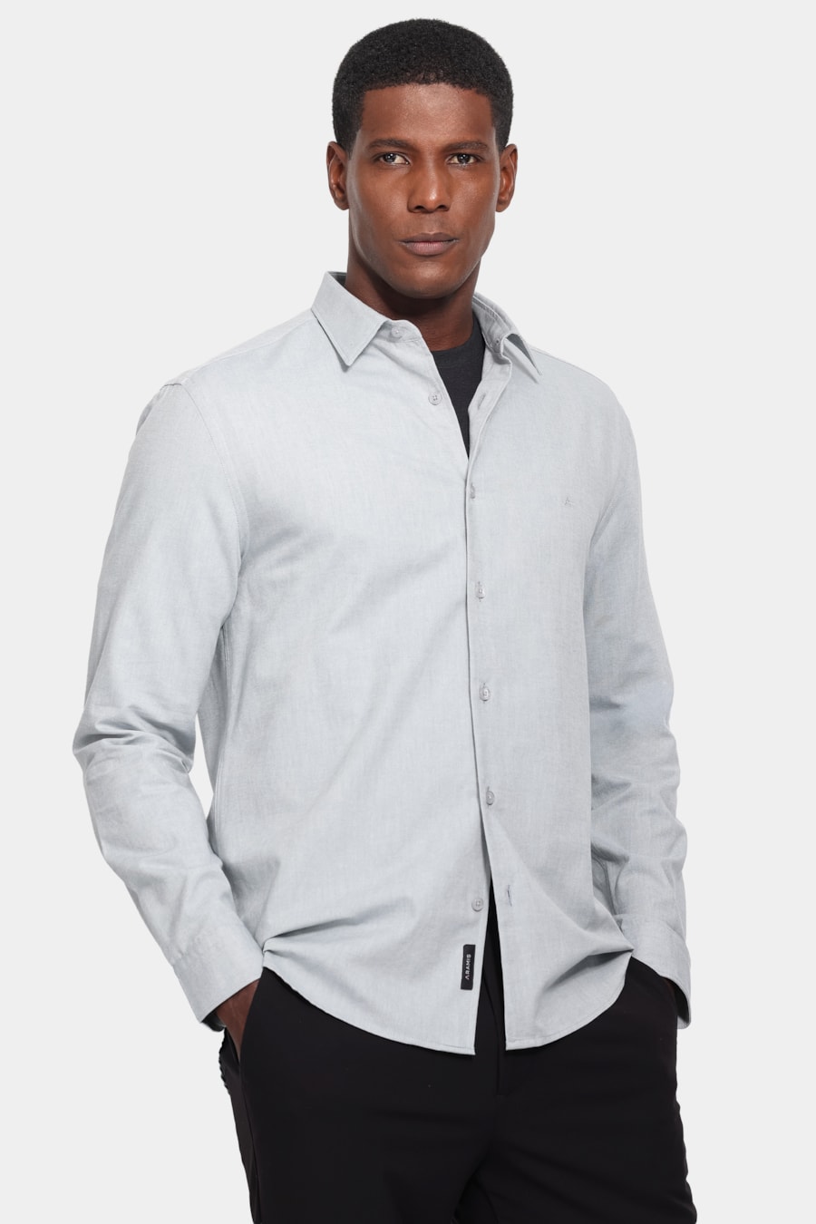 Camisa Manga Longa Slim Oxfordine Grafite — foto 1 de 6