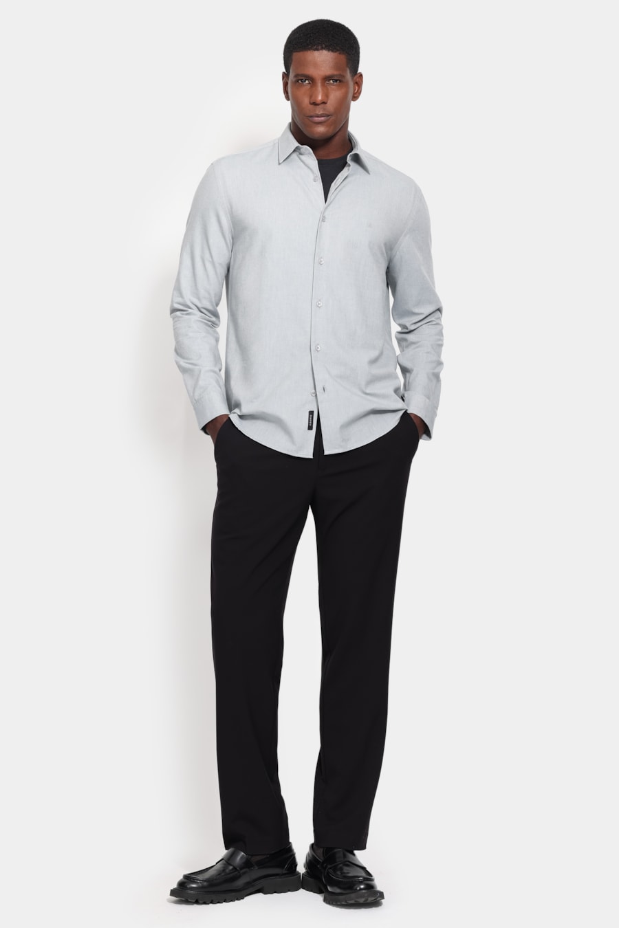 Camisa Manga Longa Slim Oxfordine Grafite — foto 2 de 6