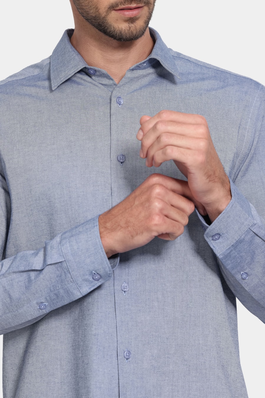 Camisa Manga Longa Slim Oxfordine Royal — foto 3 de 6