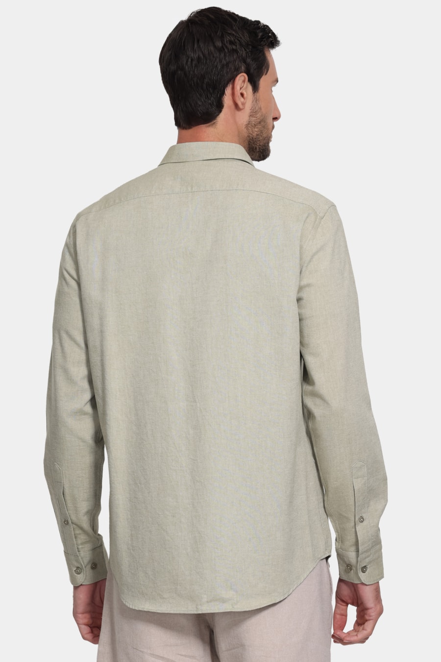 Camisa Manga Longa Slim Oxfordine Verde Militar — foto 4 de 6