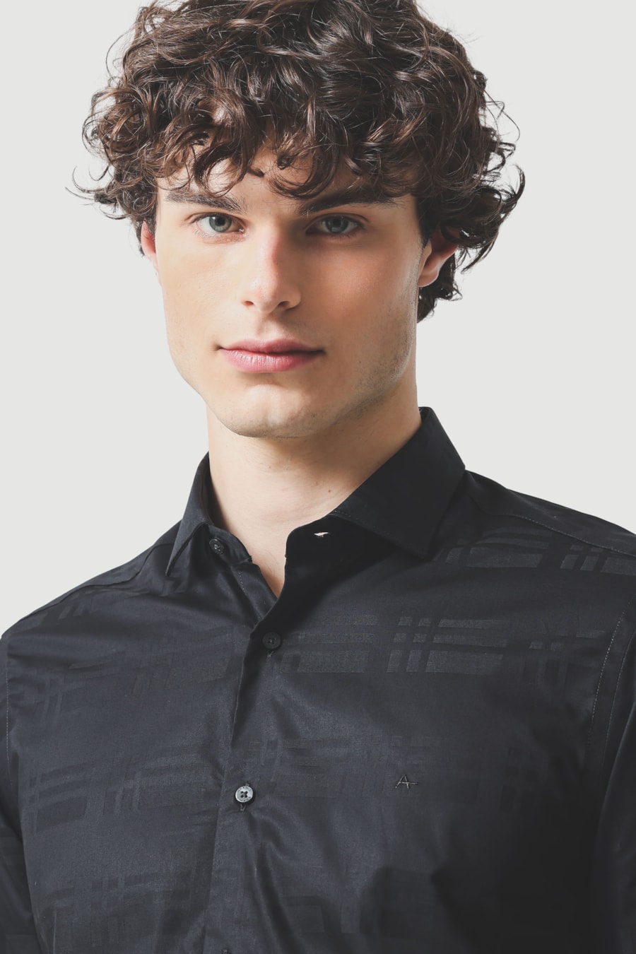 Camisa Manga Longa Slim Pima Falso Liso Maquinetada Preto — foto 3 de 6