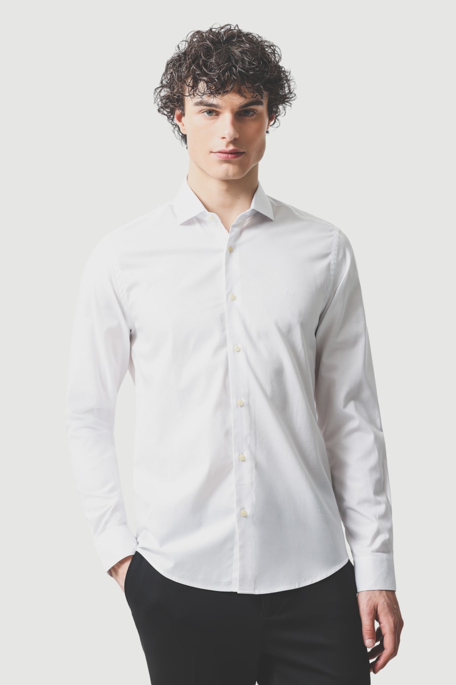 Camisa Manga Longa Slim Pima Maquinetada Branco — foto 1 de 7
