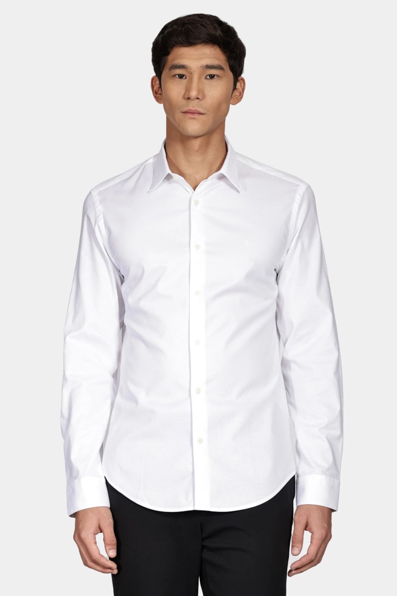 Camisa Manga Longa Slim Pima Stretch Maquinetada Branco
