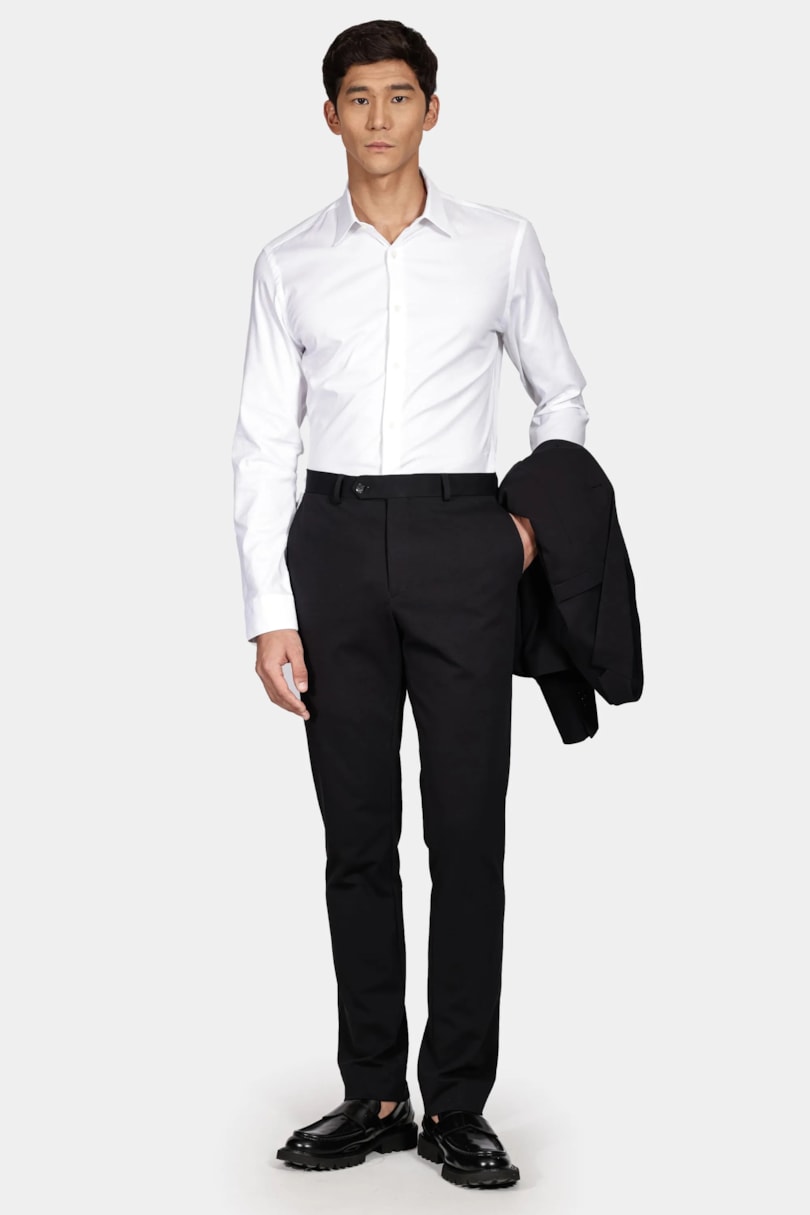 Camisa Manga Longa Slim Pima Stretch Maquinetada Branco