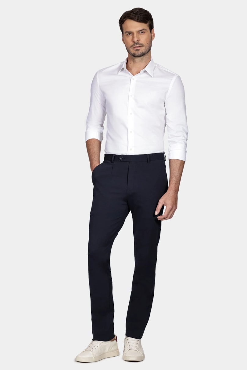 Camisa Manga Longa Slim Pima Stretch Maquinetada Branco
