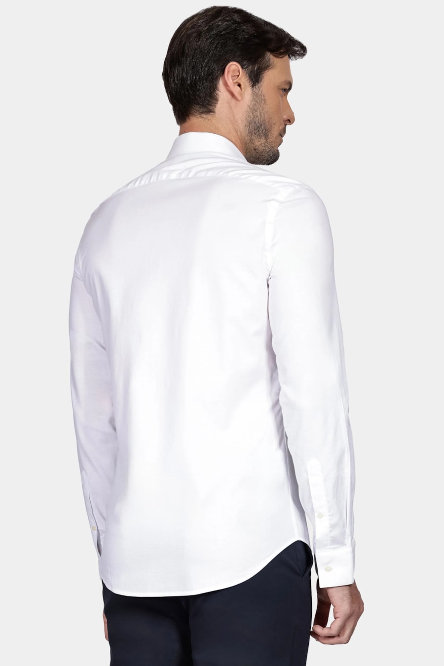 Camisa Manga Longa Slim Pima Stretch Maquinetada Branco — foto 4 de 5