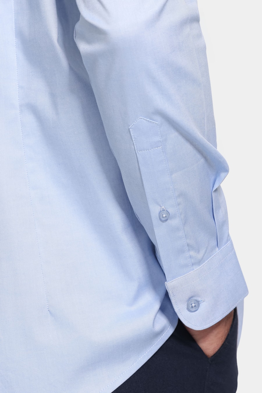 Camisa Manga Longa Slim Pinpoint Span Azul Claro — foto 3 de 6