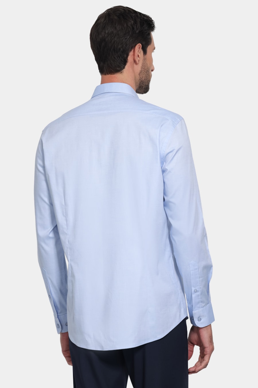 Camisa Manga Longa Slim Pinpoint Span Azul Claro — foto 4 de 6