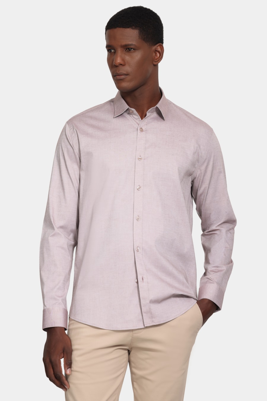 Camisa Manga Longa Slim Pinpoint Span Madeira — foto 1 de 6