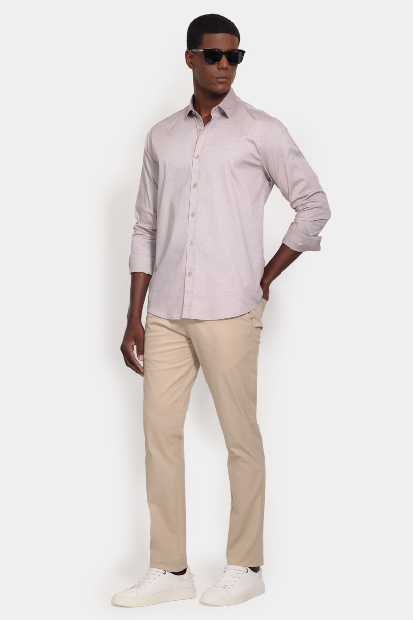 Camisa Manga Longa Slim Pinpoint Span Madeira