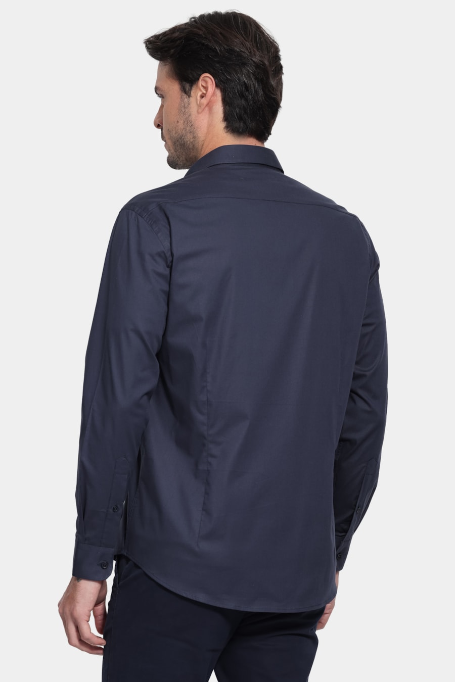 Camisa Manga Longa Slim Pinpoint Span Marinho — foto 4 de 6