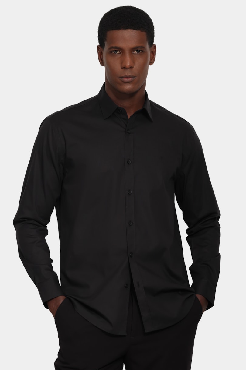 Camisa Manga Longa Slim Pinpoint Span Preto