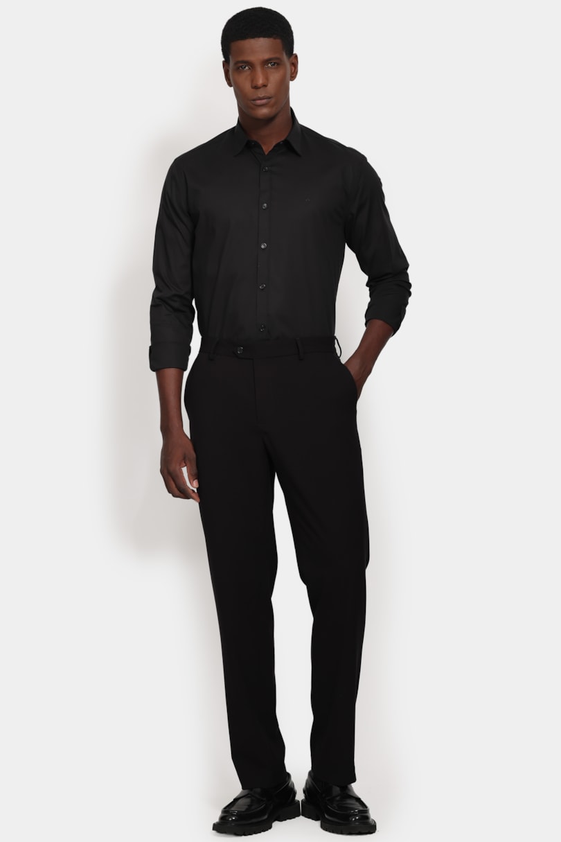 Camisa Manga Longa Slim Pinpoint Span Preto