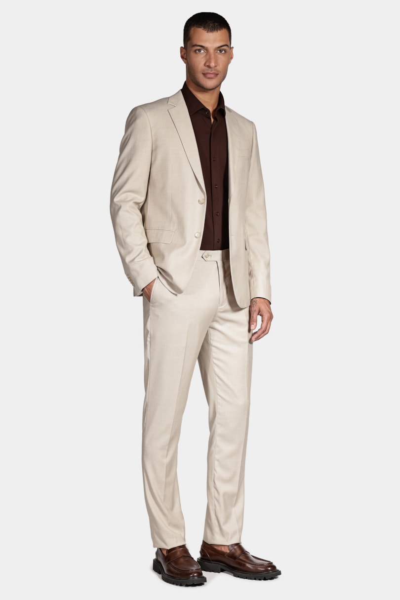 Camisa Manga Longa Slim Piquet de Malha Café