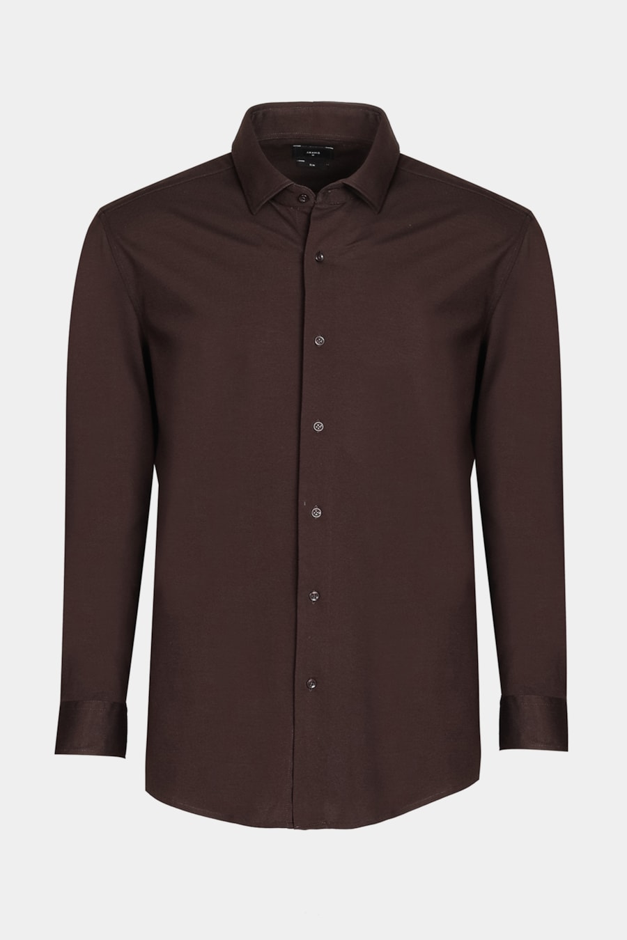 Camisa Manga Longa Slim Piquet de Malha Café — foto 6 de 6