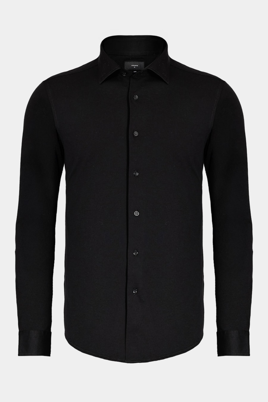 Camisa Manga Longa Slim Piquet de Malha Preto — foto 5 de 6
