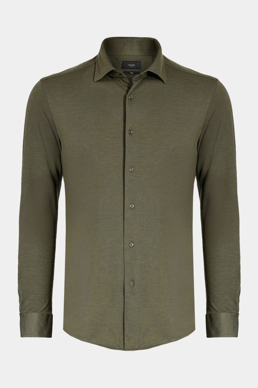 Camisa Manga Longa Slim Piquet de Malha Verde — foto 5 de 6