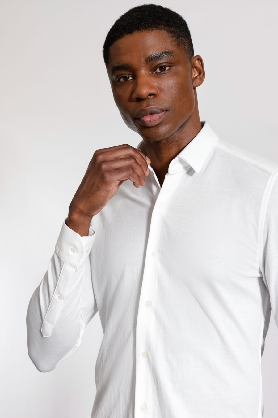 Camisa Manga Longa Slim Piquet Poliamida Branco — foto 3 de 5