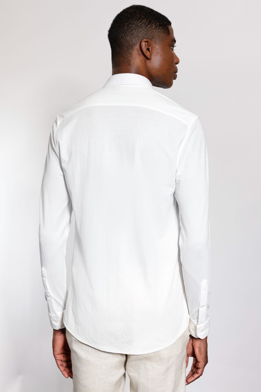 Camisa Manga Longa Slim Piquet Poliamida Branco — foto 4 de 5