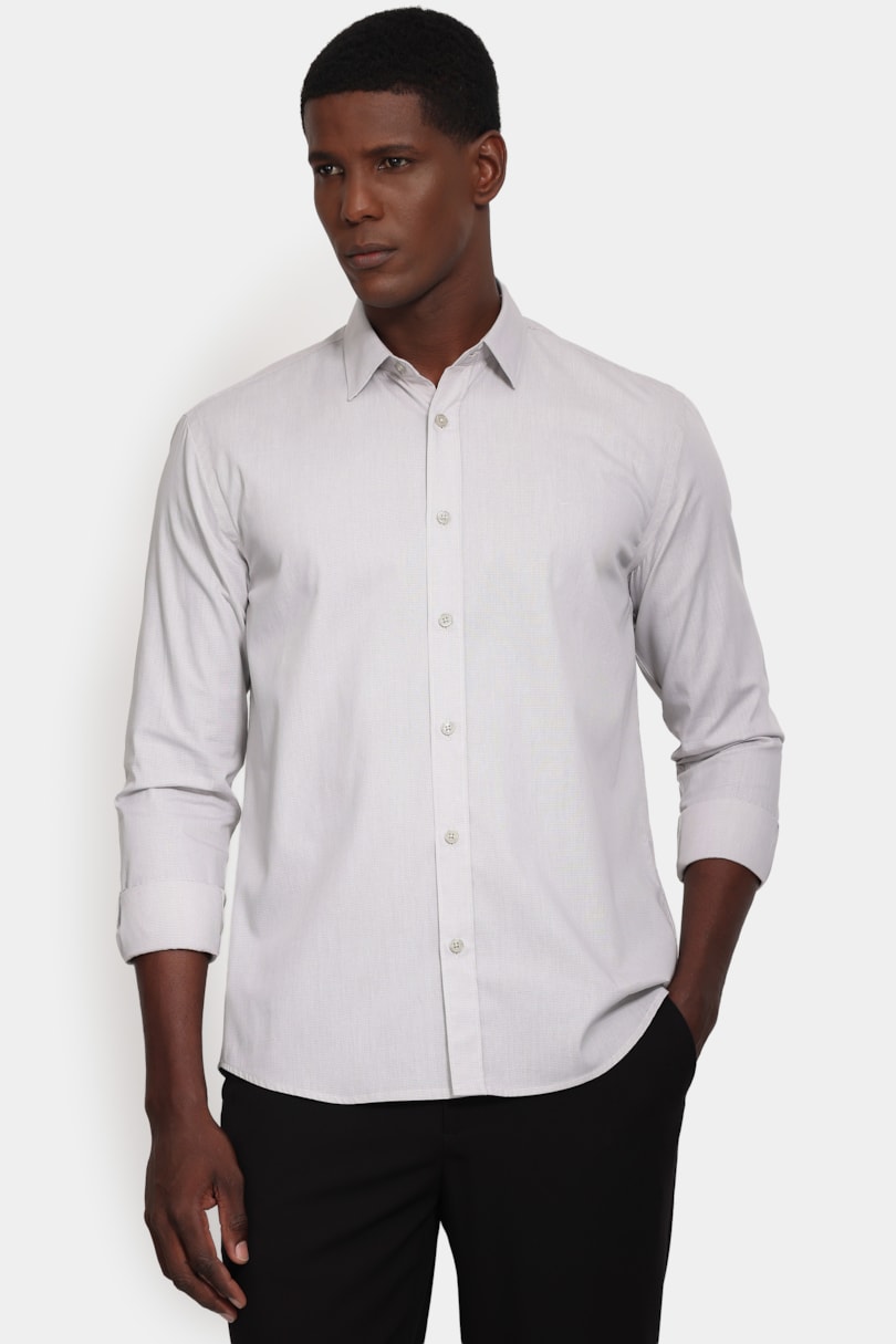 Camisa Manga Longa Slim Point Cinza