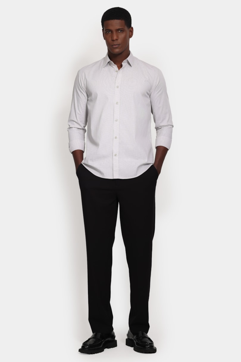 Camisa Manga Longa Slim Point Cinza
