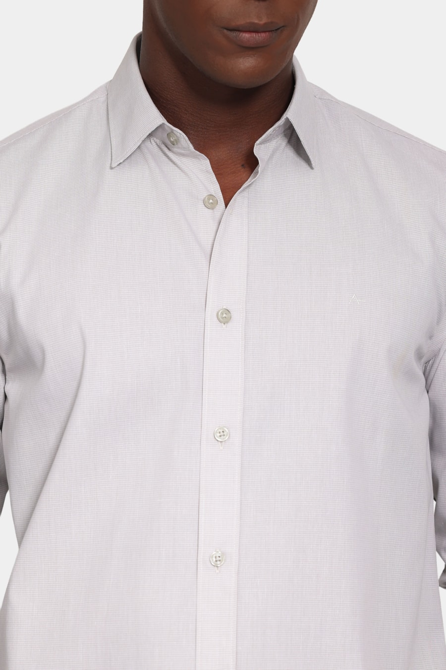 Camisa Manga Longa Slim Point Cinza — foto 3 de 7