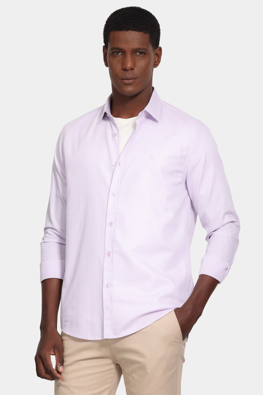 Camisa Manga Longa Slim Point Lilas — foto 1 de 6