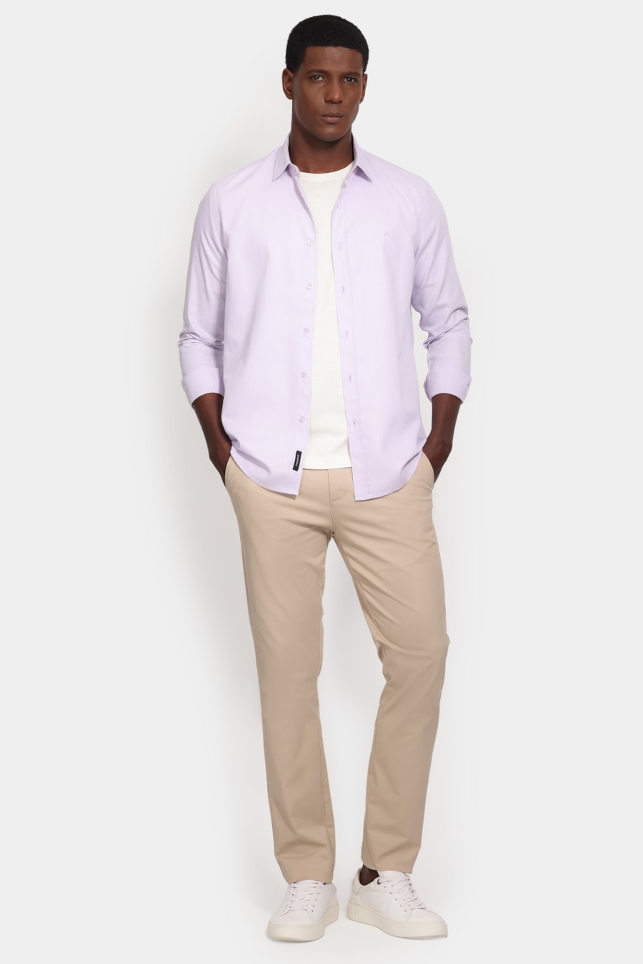 Camisa Manga Longa Slim Point Lilas — foto 2 de 6