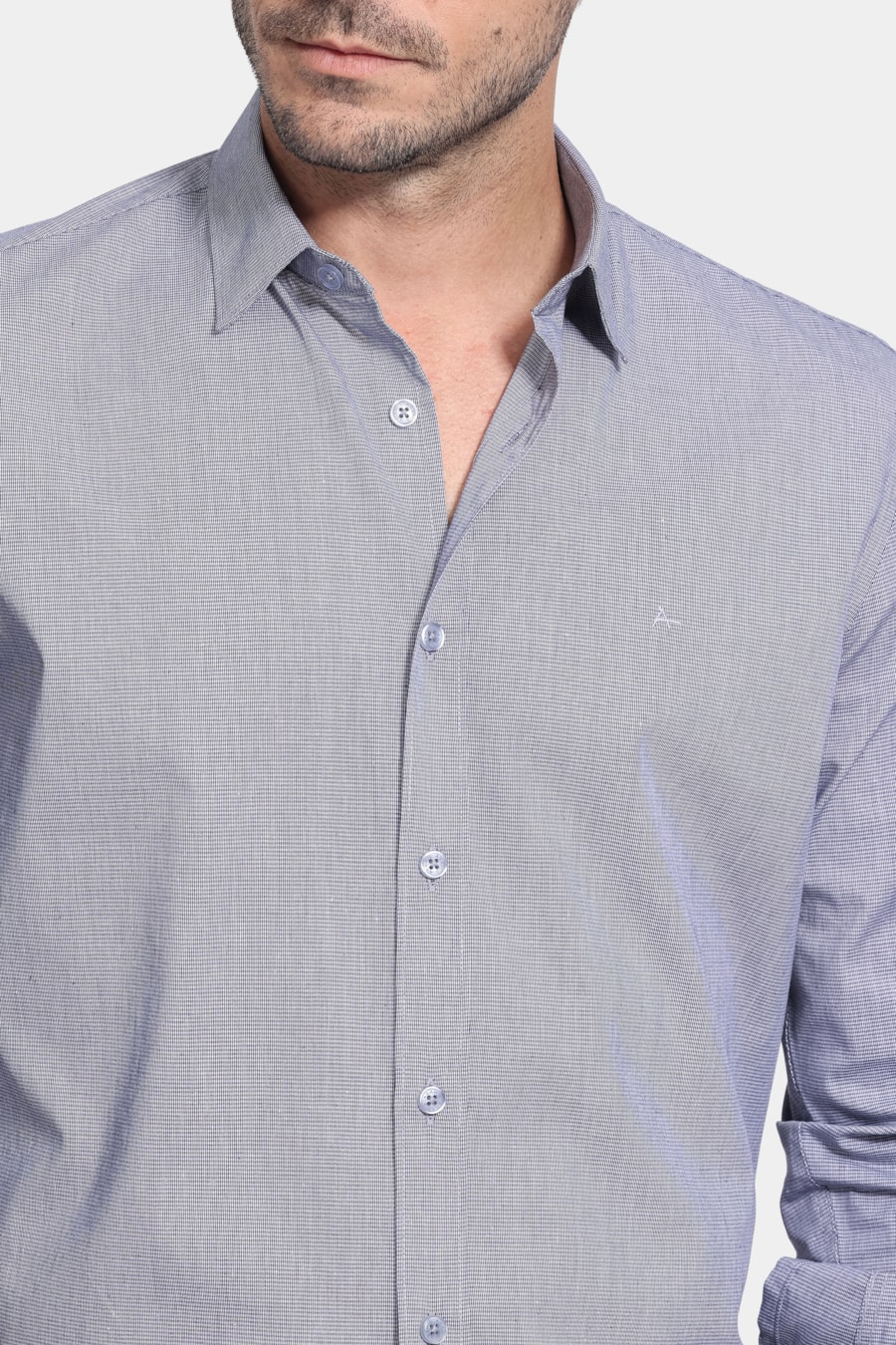 Camisa Manga Longa Slim Point Marinho — foto 3 de 6