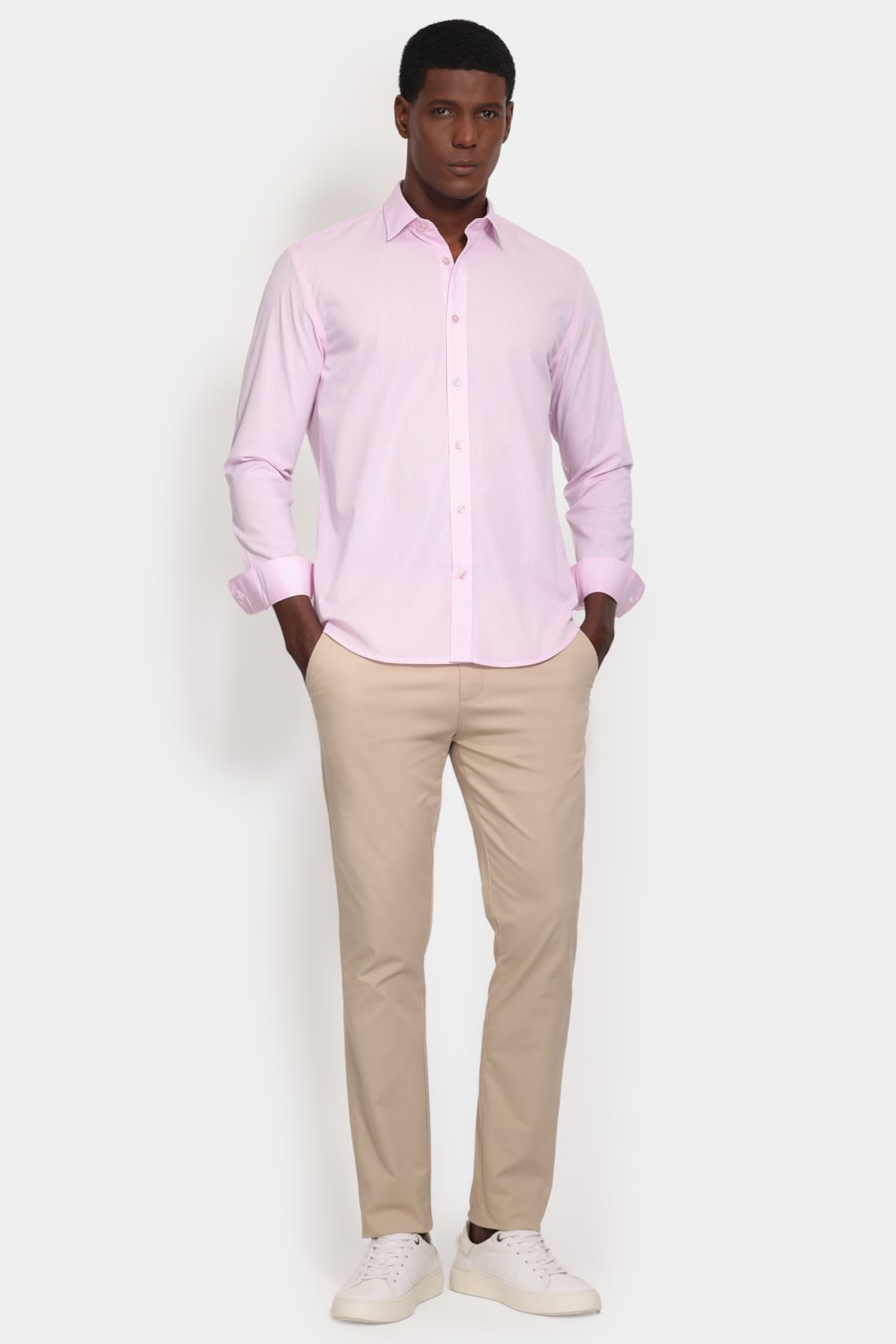 Camisa Manga Longa Slim Point Rosa — foto 2 de 6
