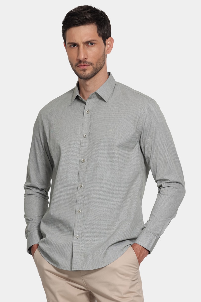 Camisa Manga Longa Slim Point Verde
