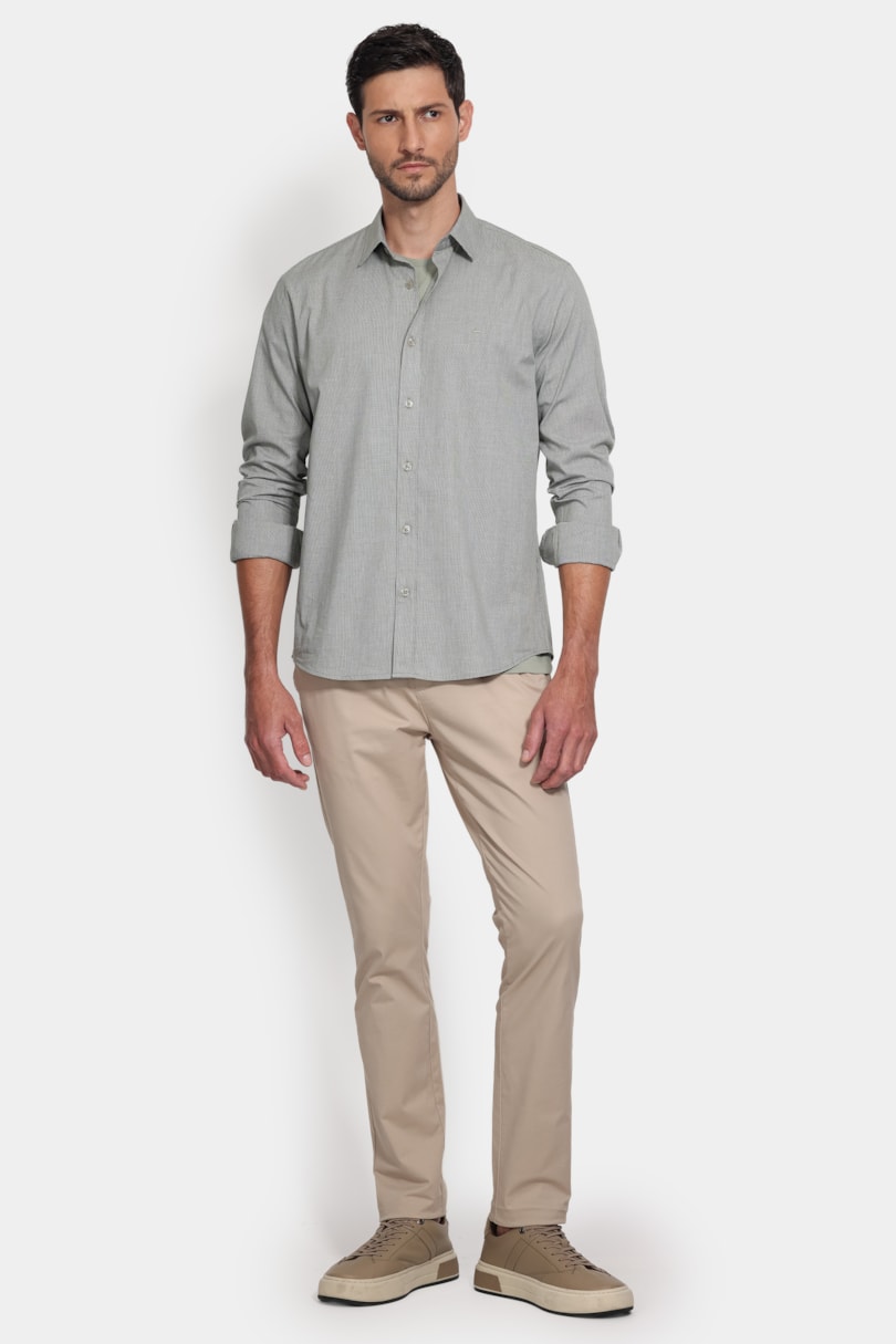 Camisa Manga Longa Slim Point Verde