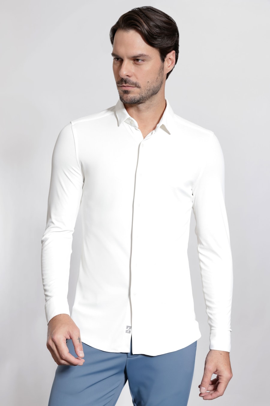 Camisa Manga Longa Slim Poliamida Piquet Algodao — foto 1 de 5