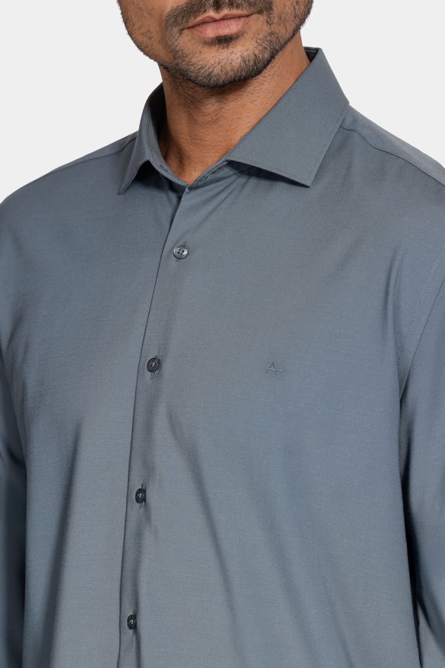Camisa Manga Longa Slim Poliviscose de Bambu Stretch Aluminio — foto 3 de 6