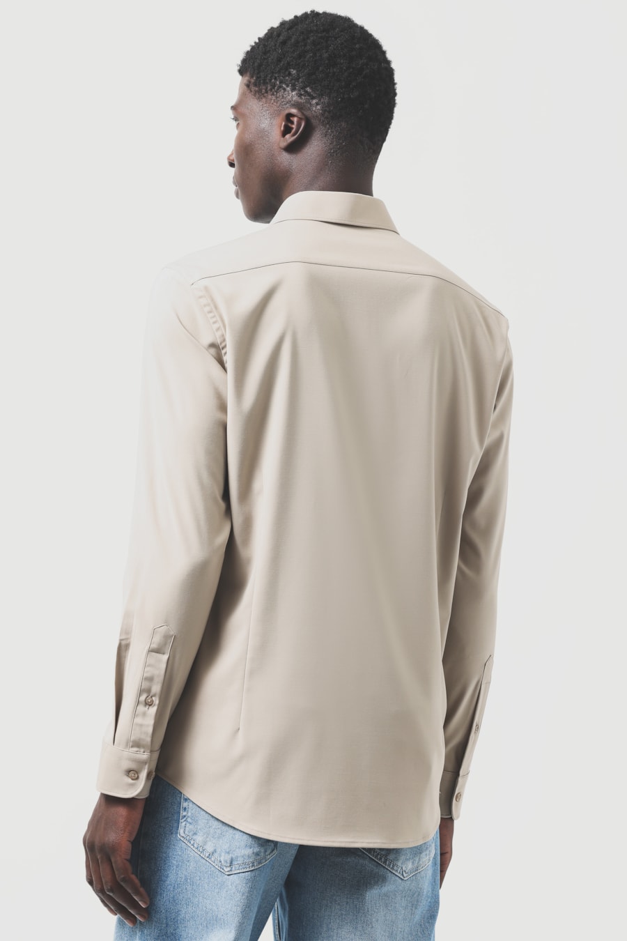 Camisa Manga Longa Slim Poliviscose de Bambu Stretch Areia — foto 5 de 7