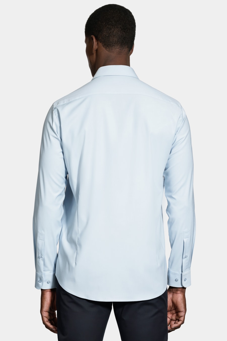 Camisa Manga Longa Slim Poliviscose de Bambu Stretch Azul Claro — foto 4 de 6