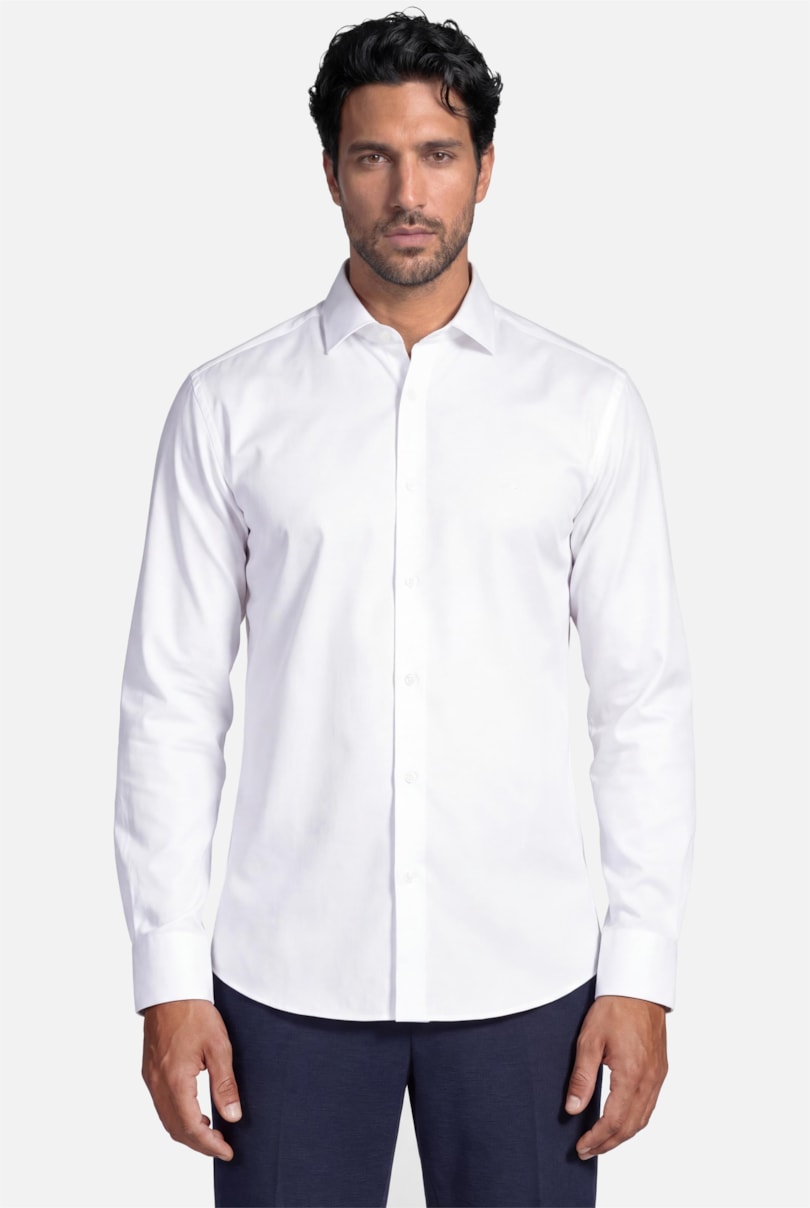 Camisa Manga Longa Slim Poliviscose de Bambu Stretch Branco