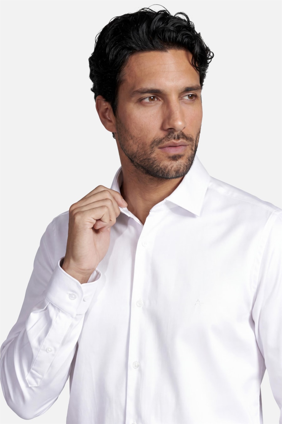 Camisa Manga Longa Slim Poliviscose de Bambu Stretch Branco — foto 3 de 7