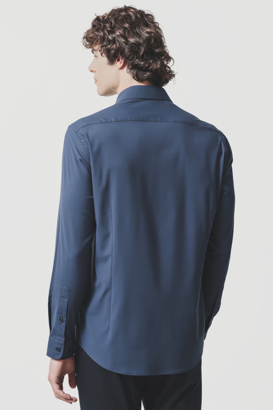 Camisa Manga Longa Slim Poliviscose de Bambu Stretch Marinho — foto 5 de 7