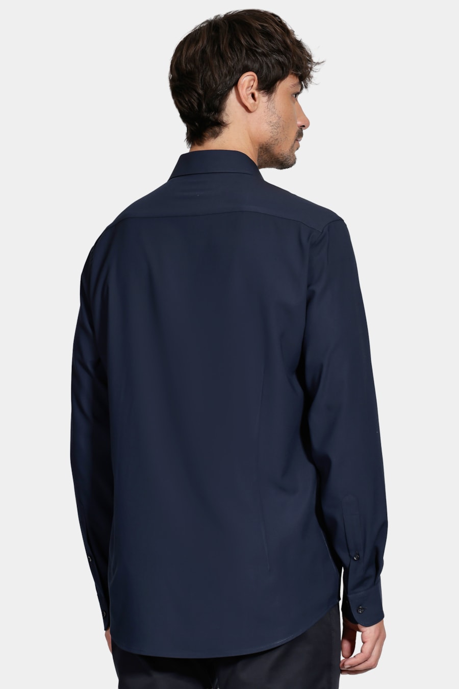 Camisa Manga Longa Slim Poliviscose de Bambu Stretch Marinho Escuro — foto 4 de 6