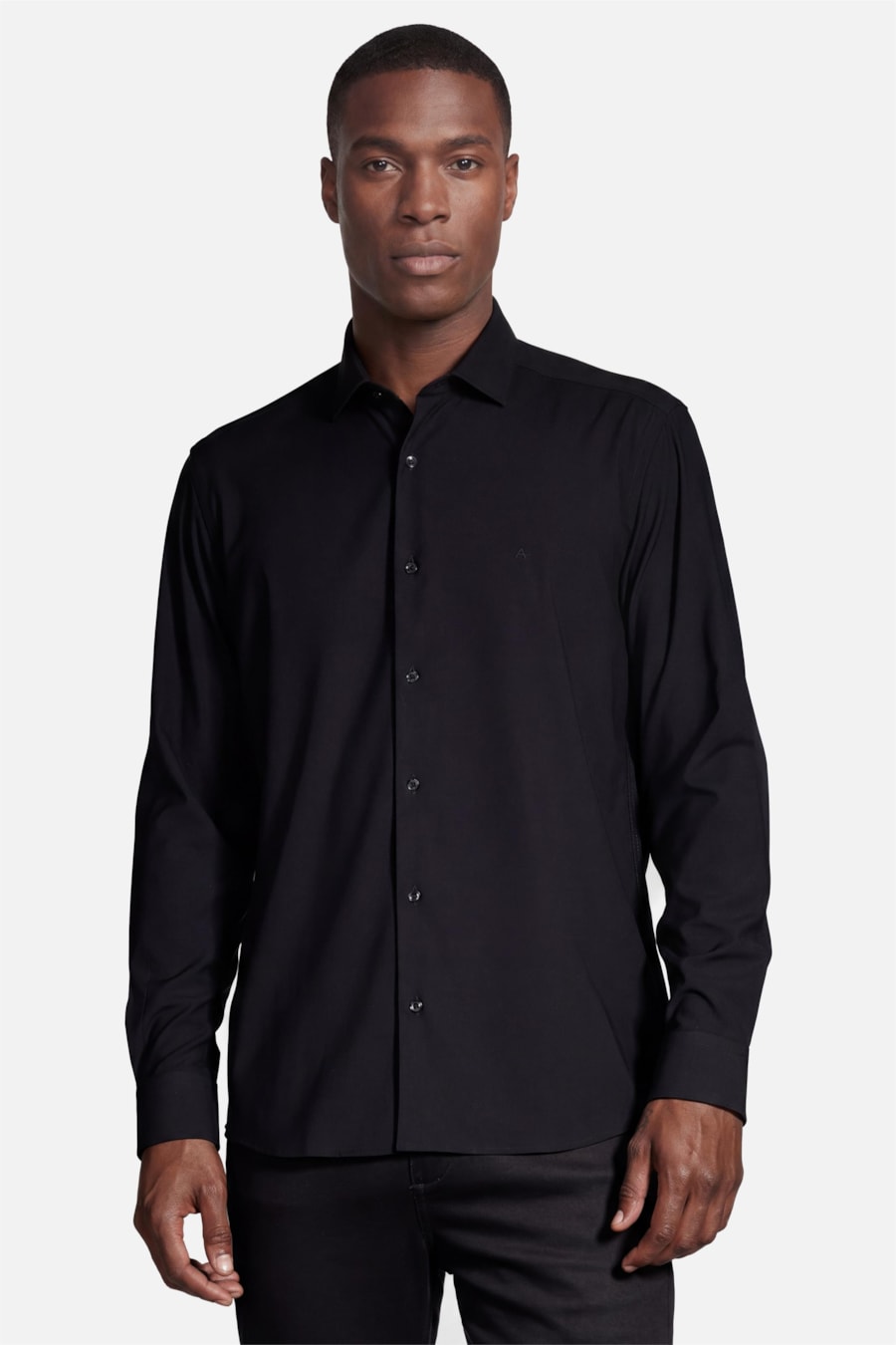 Camisa Manga Longa Slim Poliviscose de Bambu Stretch Preto — foto 1 de 7