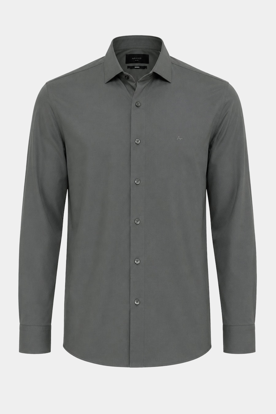 Camisa Manga Longa Slim Poliviscose de Bambu Stretch Verde Gris — foto 5 de 6