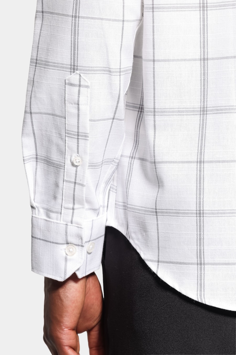 Camisa Manga Longa Slim Raymi Xadrez Branco C/Cinza — foto 4 de 7