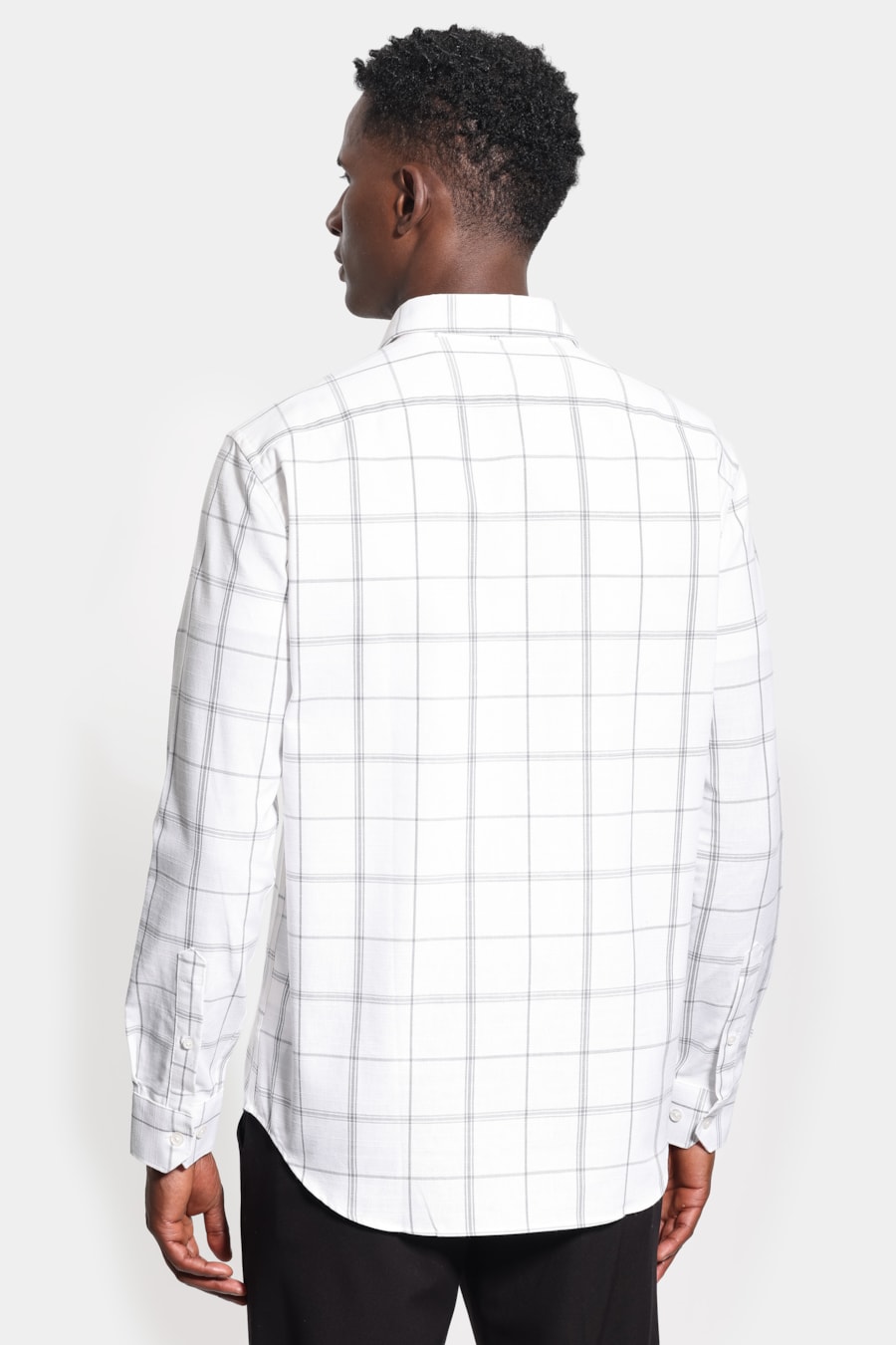 Camisa Manga Longa Slim Raymi Xadrez Branco C/Cinza — foto 5 de 7