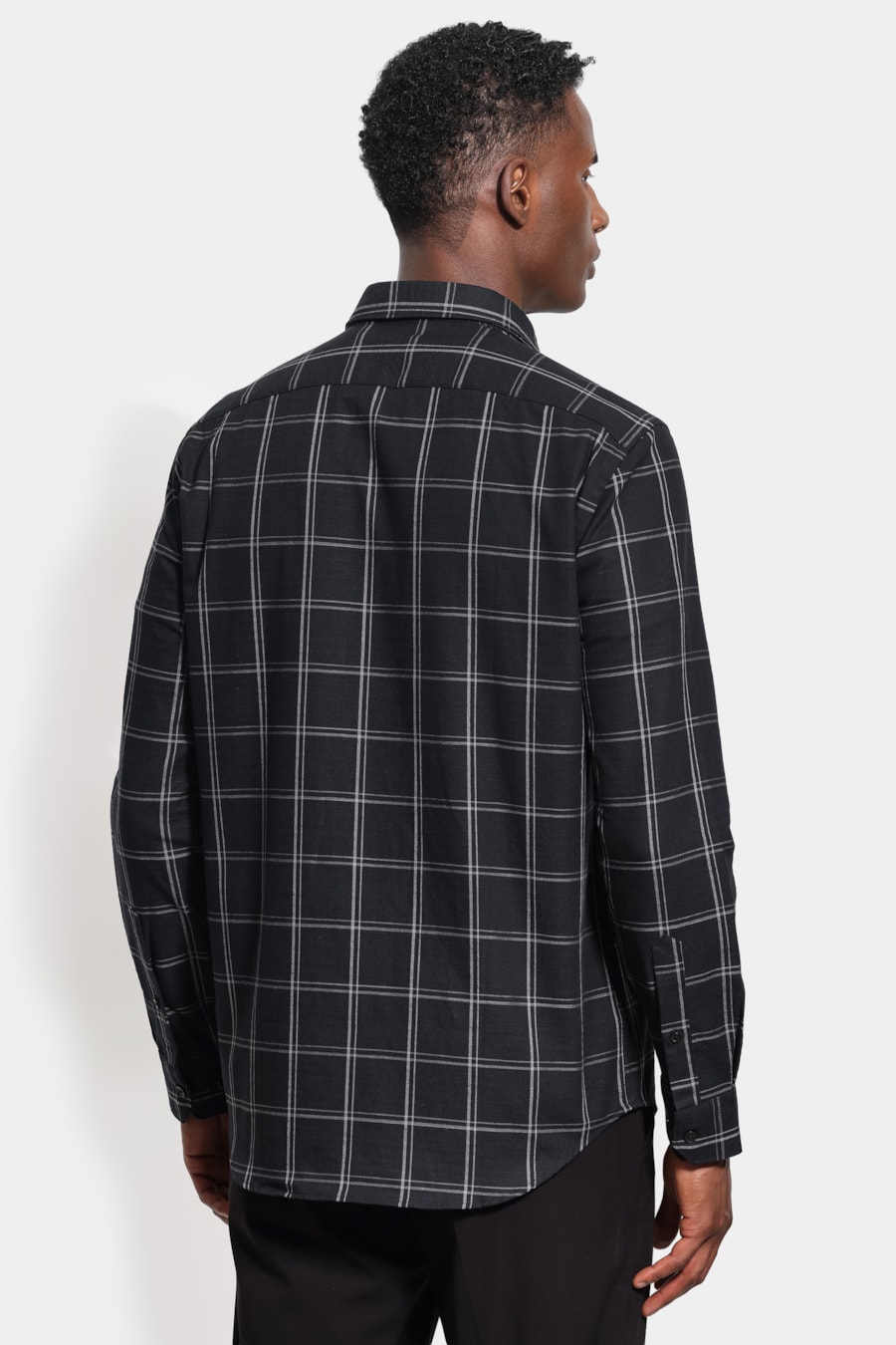 Camisa Manga Longa Slim Raymi Xadrez Preto C/Cinza — foto 4 de 6