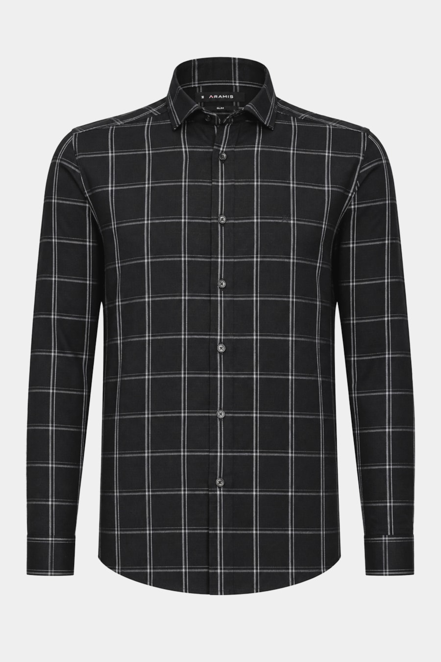 Camisa Manga Longa Slim Raymi Xadrez Preto C/Cinza — foto 5 de 6
